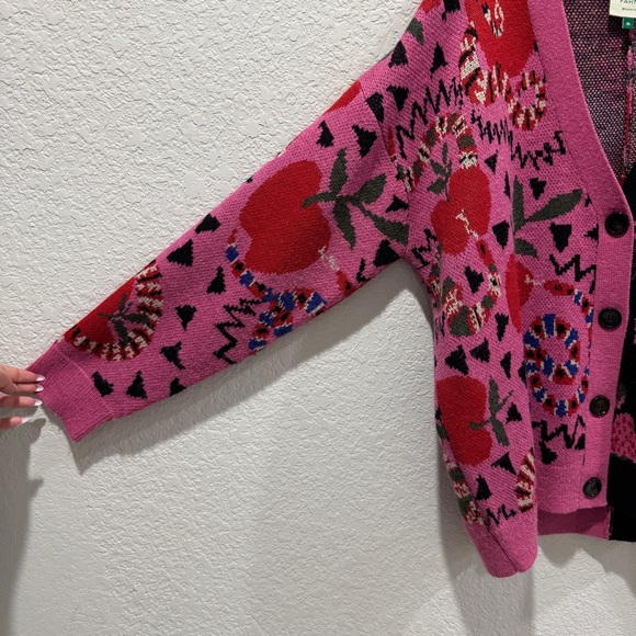 FARM Rio Colorblock Fruit & Mushroom Cardigan – M – Statement Boho Sweater - Picture 2 of 11